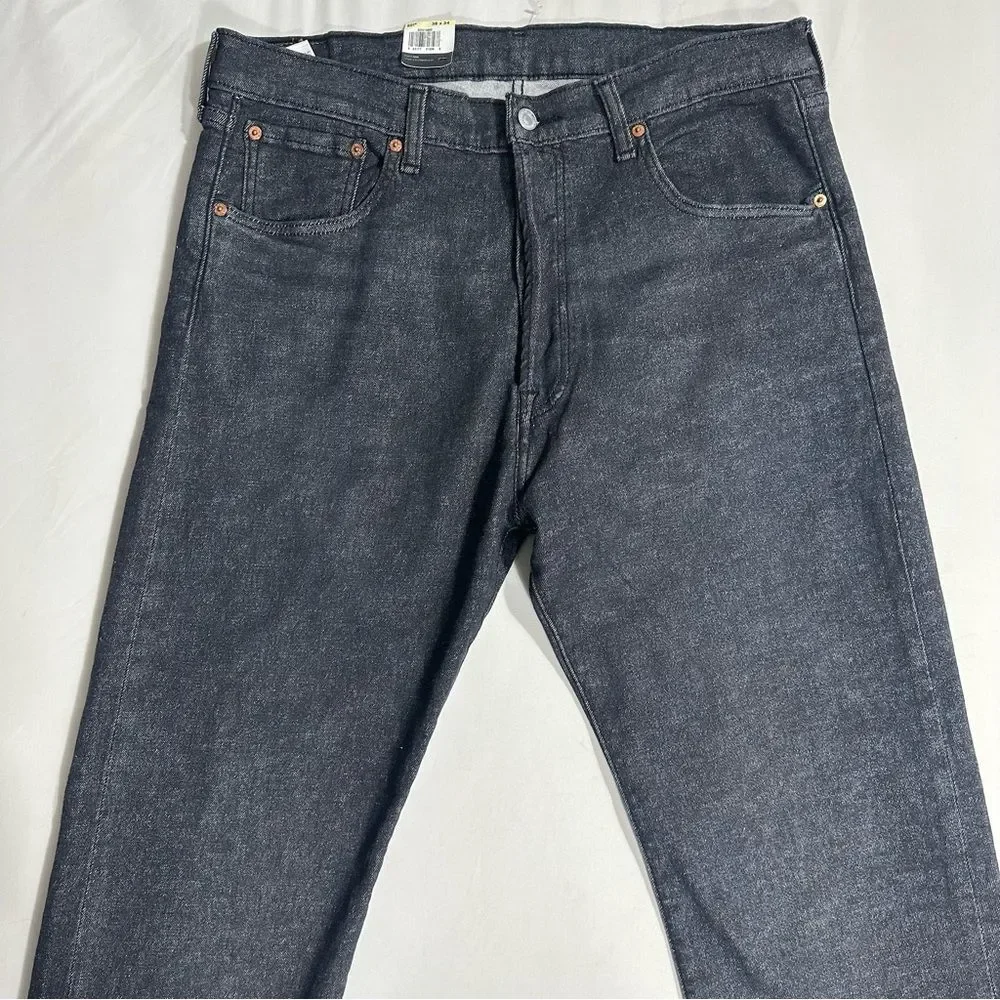 NWT Levi 501 Original Jeans Men 38x34 Faded Black Stretch Denim Button Fly